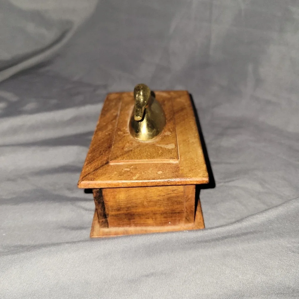 Vintage PENCO Brass Duck Wood Trinket Box Made in India Decorative Storage MCM